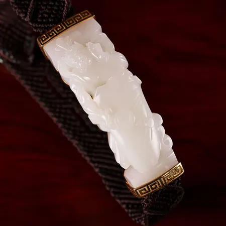 White Hetian Jade Weituo Bracelet with 18K Gold