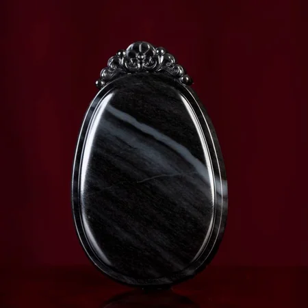 Black and White Hetian Jade Plaque: Wushi, a Wish for Peace, 62 g