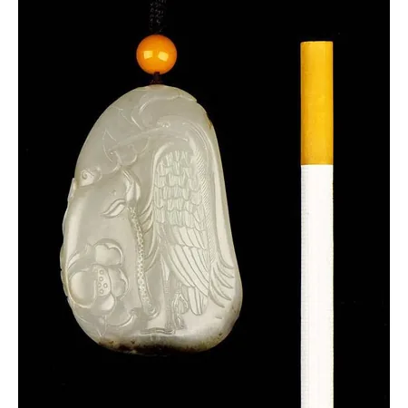 Black-Skin White Hetian Seed Jade Palm Carving - Success at Every Step, 77.6 g