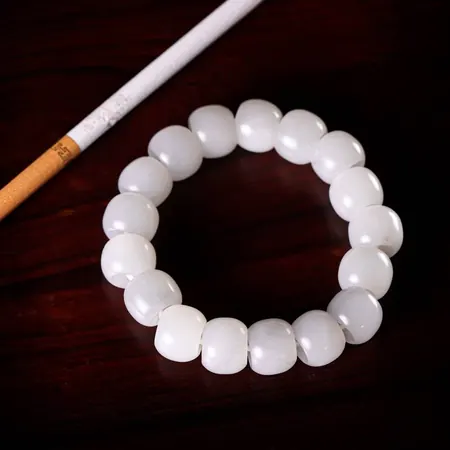 Qinghua Hetian Jade Barrel Bead Bracelet