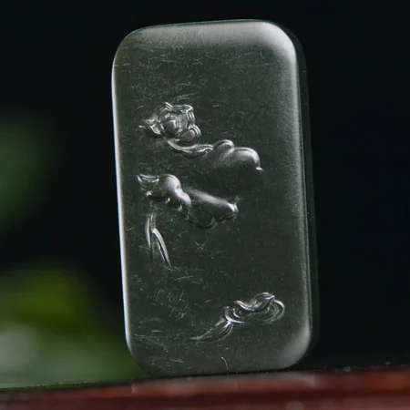Green Hetian Jade Plaque: Abundance Year After Year, 23.4 g