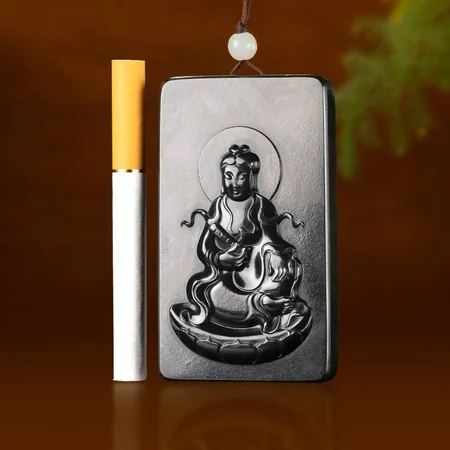 Green Hetian Jade Plaque: Guanyin Holding a Scroll, 83 g