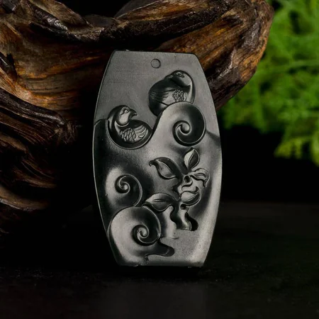 Green Hetian Jade Plaque: Lasting Affection, 68.7 g