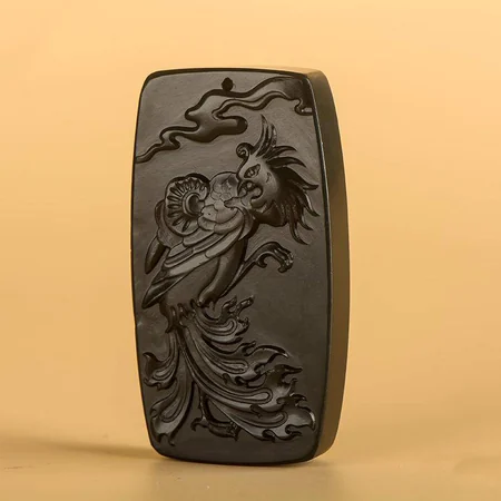Green Hetian Jade Plaque: The Auspicious Phoenix, 47.4 g