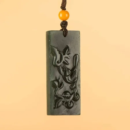 Green Hetian Jade Plaque: Threefold Success, 16 g