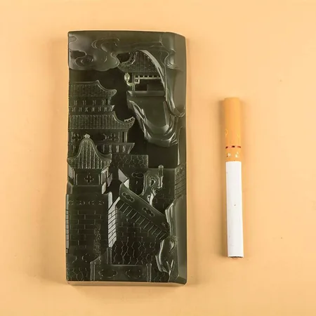 Green Hetian Jade Celestial Palaces Carving