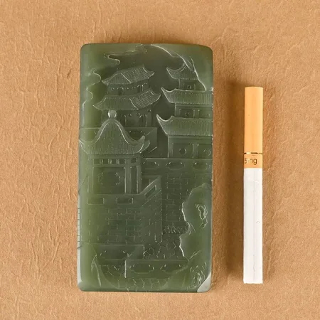 Green Hetian Jade Jiangnan Scenery Carving