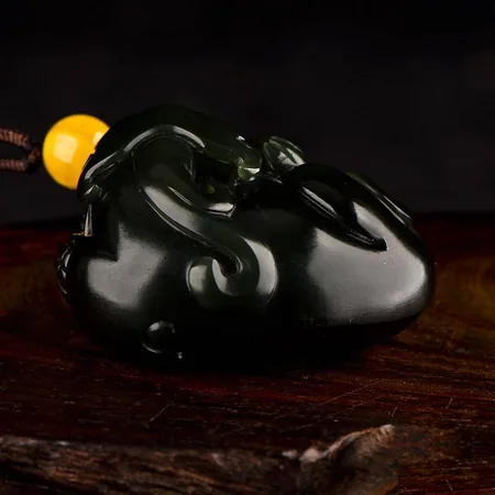 Green Hetian Jade Pendant - Pixiu, 45.5 g