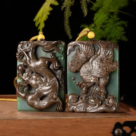 Green Nephrite Plaque Pair: A Promising Future, 416.6 g