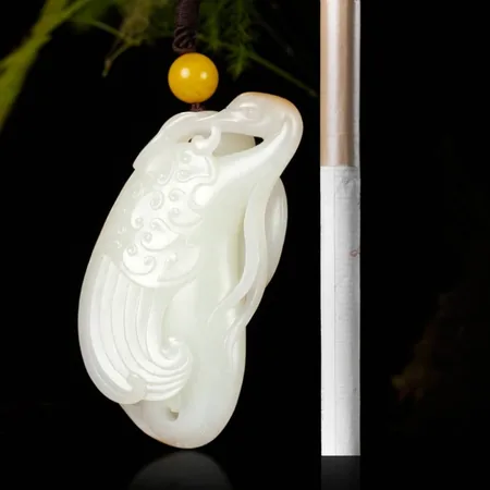 Jujube-Red-Skin White Hetian Seed Jade Palm Carving - Fortune, Prosperity and Longevity, 62 g