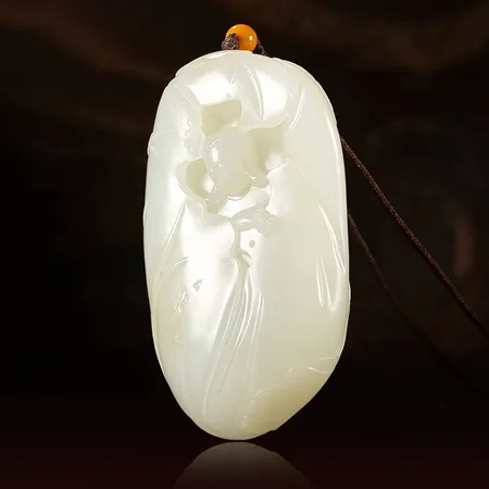 Natural Pore-Skin White Hetian Seed Jade Palm Carving - Beauty After One's Heart, 86.8 g