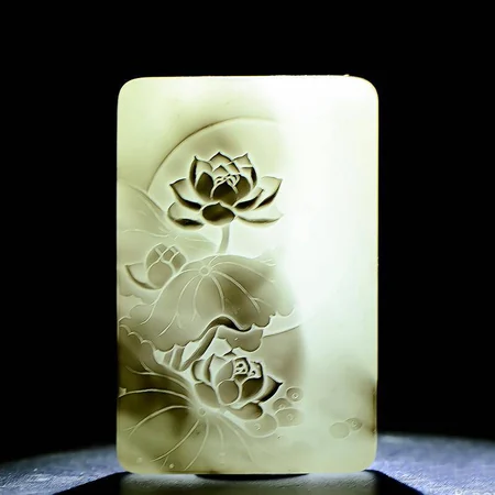 Pale Green Hetian Jade Plaque: Graceful Poise, 51.8 g
