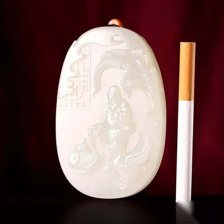 Pale Green Hetian Jade Plaque: Wang Xizhi and His Geese, 143.4 g