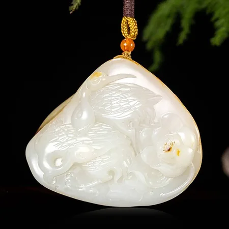 Red-Skin White Hetian Seed Jade Palm Carving - Smooth Passage on Every Road, 162 g