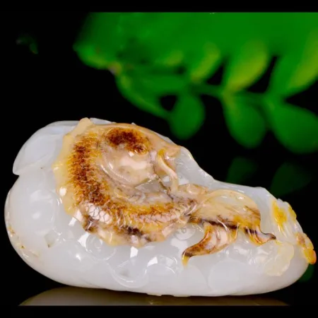 Red-Skin White Hetian Jade Sculpture - Abundance Year After Year