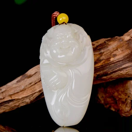 White Hetian Jade Carving: Zhong Kui, 98 g