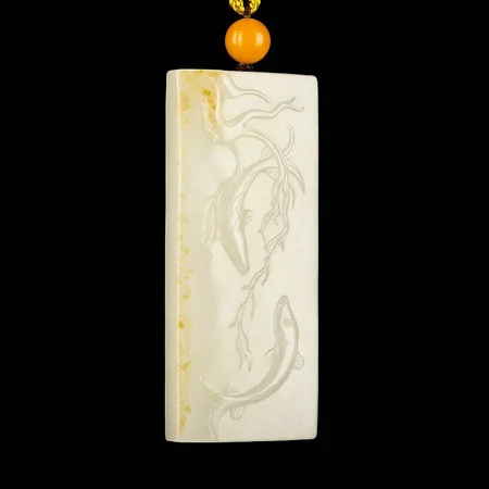 White Hetian Jade Plaque: Abundance Year After Year, 84.4 g