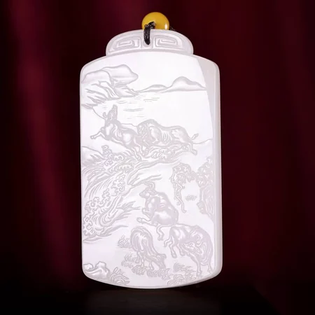 White Hetian Jade Plaque: Abundant Harvest, 69.6 g