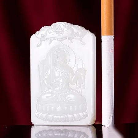 White Hetian Jade Plaque: Acala, Fudo Myoo, 70 g
