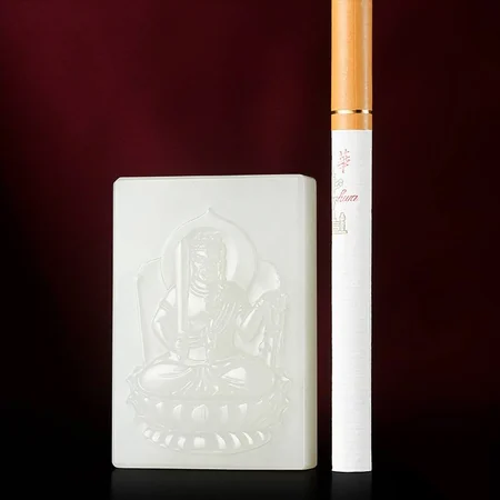 White Hetian Jade Plaque: Acala, the Immovable One, 43.4 g