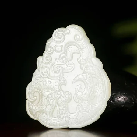 White Hetian Jade Plaque: Archaistic Auspicious Motifs, 24 g