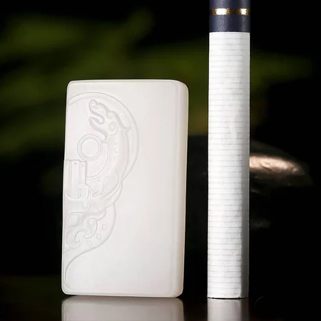 White Hetian Jade Plaque: Archaistic Dragon, 18.2 g
