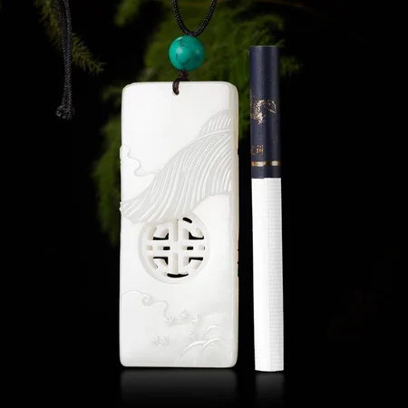White Hetian Jade Plaque: Autumn Evening in a Garden, 44.6 g