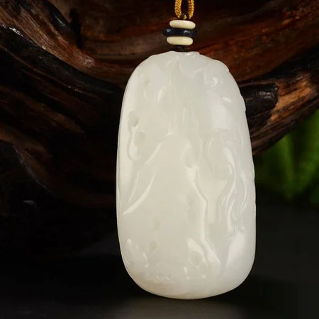 White Hetian Jade Plaque: Blessings, Prosperity and Fulfilment, 60.2 g