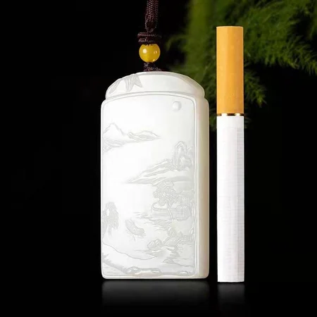 White Hetian Jade Plaque: Boating in a Mountain Landscape, 59.9 g