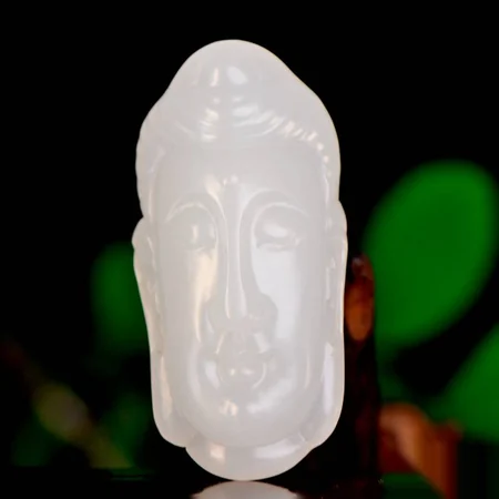 White Hetian Jade Plaque: Buddha Head, 13.7 g
