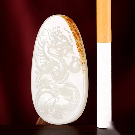 White Hetian Jade Plaque: Dragon Roaming the World, 36 g