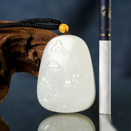 White Hetian Jade Plaque: Dreaming of Jiangnan, 73 g