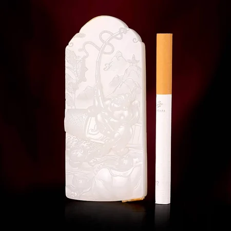 White Hetian Jade Plaque: Fisherman's Good Fortune, 85 g