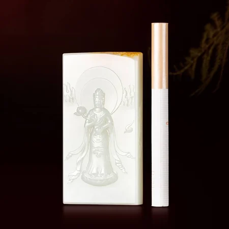 White Hetian Jade Plaque: Guanyin, 71.3 g