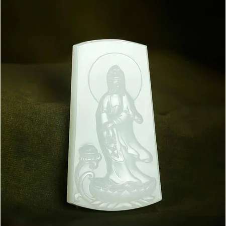 White Hetian Jade Plaque: Guanyin, 29 g