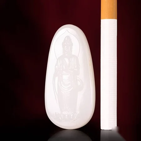 White Hetian Jade Plaque: Guanyin, 25.5 g