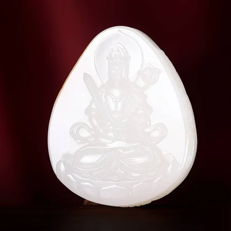 White Hetian Jade Plaque: Guanyin, 33 g