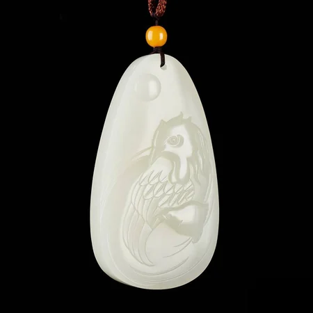 White Hetian Jade Plaque: Guiding a Child to Success, 62.6 g