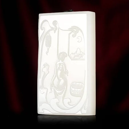 White Hetian Jade Plaque: Imperial Consort After Bathing, 166.6 g