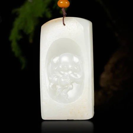 White Hetian Jade Plaque: Laughing Buddha, 85 g