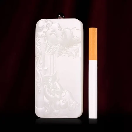 White Hetian Jade Plaque: Li Bai with Wine, 109.2 g