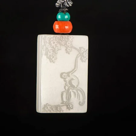 White Hetian Jade Plaque: Looking Far Ahead, 9 g