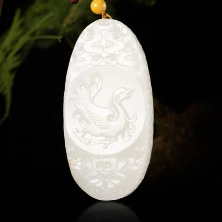White Hetian Jade Plaque: Mythical Beast, 114.5 g