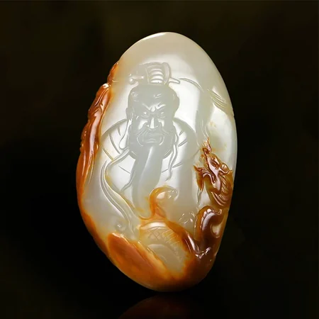 White Hetian Jade Plaque: Oath of the Peach Garden, 77.2 g
