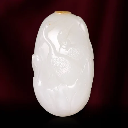 White Hetian Jade Plaque: Open Paths, 113.9 g