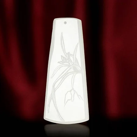 White Hetian Jade Plaque: Orchid, 22.2 g