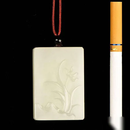 White Hetian Jade Plaque: Orchid, a Symbol of Integrity, 36.2 g