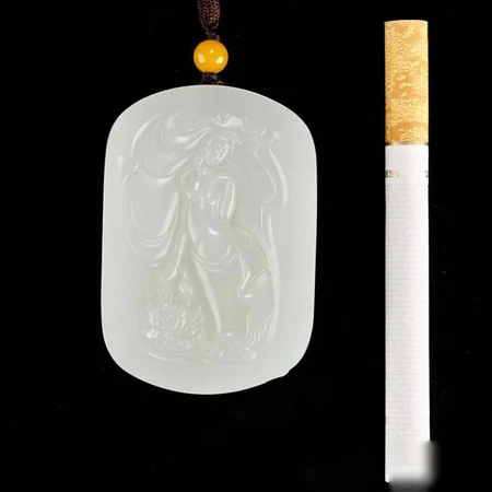 White Hetian Jade Plaque: Peerless Beauty, 58.6 g