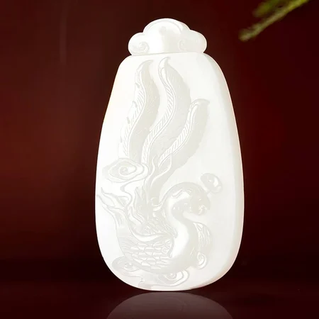 White Hetian Jade Plaque: Phoenix in the Heavens, 42.2 g