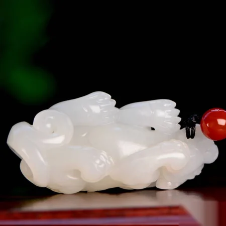 White Hetian Jade Plaque: Pixiu, 34.9 g